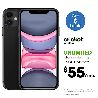 $55 Monthly Subscription for Cricket Unlimited Talk/Text/Data includes 15GB Mobile Hotspot plan + SIM Kit