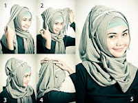 cara memakai jilbab segi empat pashmina pasris modern