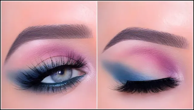 Tutorial de Maquiagem de Olhos Roxos e Azuis