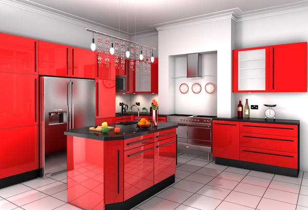 Desain Dapur Modern Warna Merah Rancangan Desain Rumah 