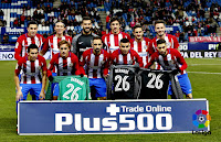 CLUB ATLÉTICO DE MADRID - Madrid, España - Temporada 2016-17 - Giménez, Filipe Luis, Moyá, Savic, Koke y Saúl; Gaitán, Griezmann, Juanfran, Correa y Yannick Carrasco - CLUB ATLÉTICO DE MADRID 3 (Griezmann, Ángel Correa, Kevin Gameiro) S. D. EIBAR 0 - 19/01/2017 - Copa del Rey, cuartos de final, partido de ida - Madrid, estadio Vicente Calderón - El Atlético adquiere una cómoda ventaja para el partido de vuelta.