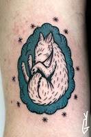 Tattoo Yonni-Gagarine : Fox Sleeping Blue Cloud