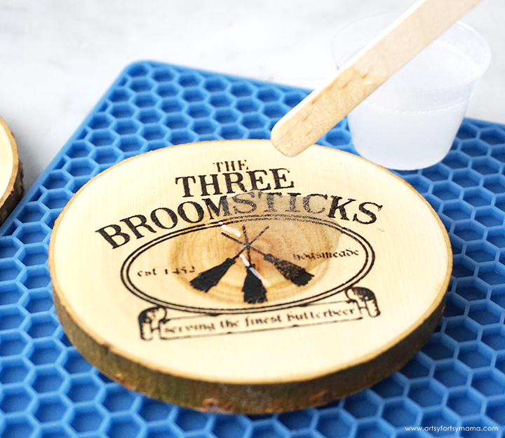 3 Broomsticks Wood Slice Coasters