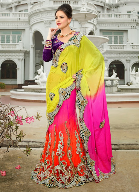 Multicolored bridal sarees