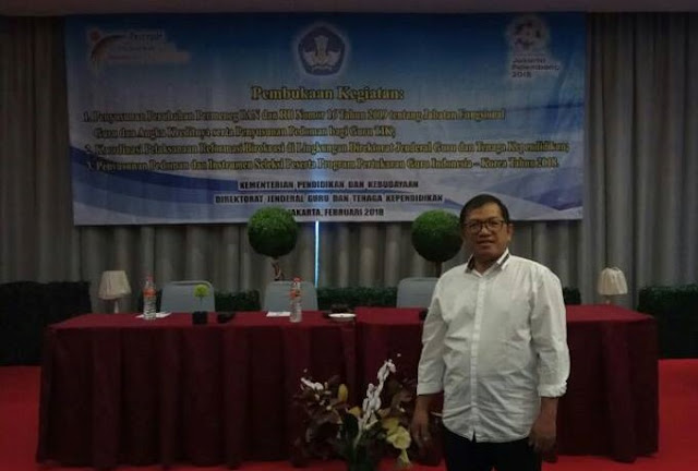 Drs. Harnoko, M.Pd. dalam kegiatan Rakor Pelaksanaan Reformasi Birokrasi Internal Kemendikbud Tahun 2018.