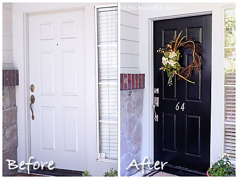 Front door before and after