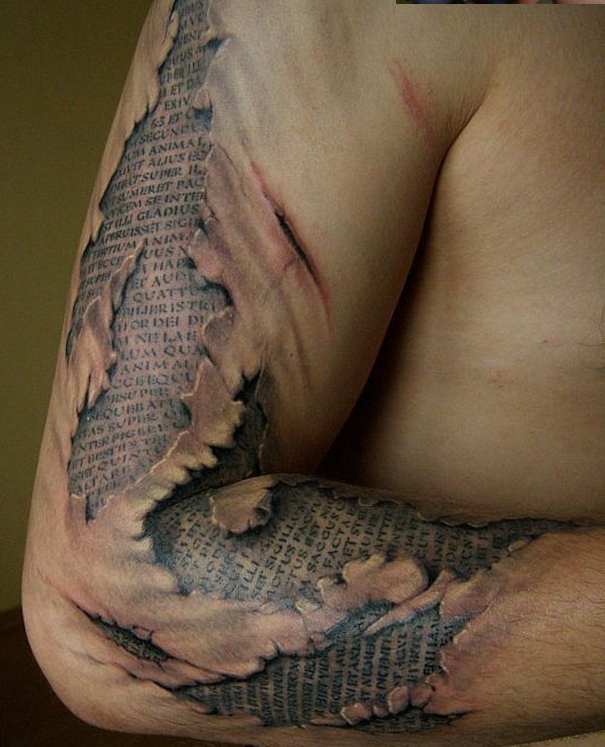 tattoo idea com efeito de cortes