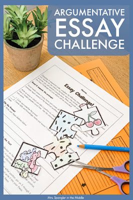 Add in a little firendly competition as you review essay writing with your middle school students using this challenge!  It's fun, gets the job done, and makes a great display!