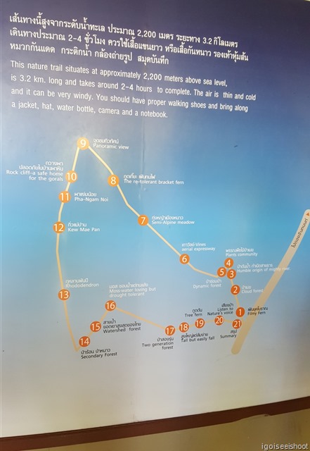 Signboard showing the circular Kew Mae Pan route with 21 route markers/stations. 