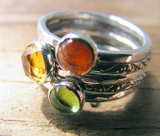 stacking rings sterling silver peridot citrine sunstone