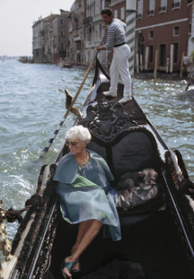 Peggy Guggenheim in a gondola in Venice, 1968