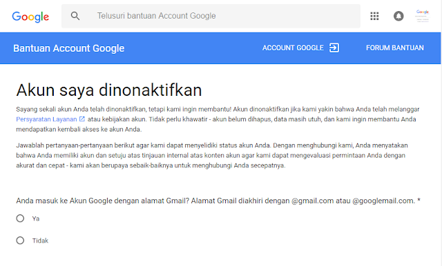 Cara Mengembalikan Akun Google (Gmail) yang di Nonaktifkan