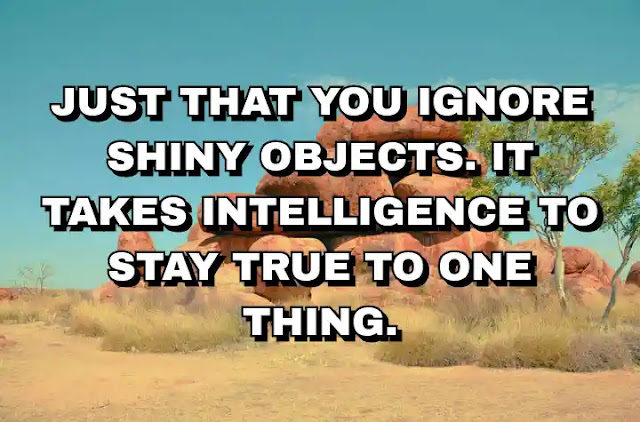 Just that you ignore shiny objects. It takes intelligence to stay true to one thing.