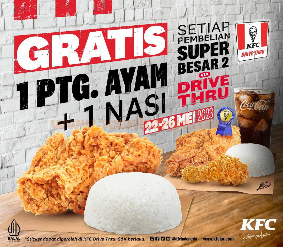 Promo KFC DRIVE THRU – GRATIS 1 Potong AYAM + 1 NASI