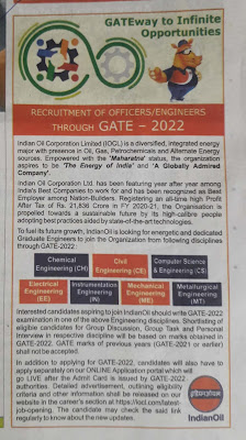 IOCL Recruitment 2021। Freshers Engineering Jobs। Civil। Electrical। Mechanical। Chemical। CS। Etc