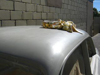 Roof Volvo Amazon after wet sanding with 600 grit