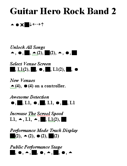 Playstation 2 Cheat Code Center Guitar Hero Rock Band 2 Cheat And Trick