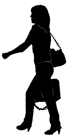 silhouette of a woman with an overnighter and a purse
