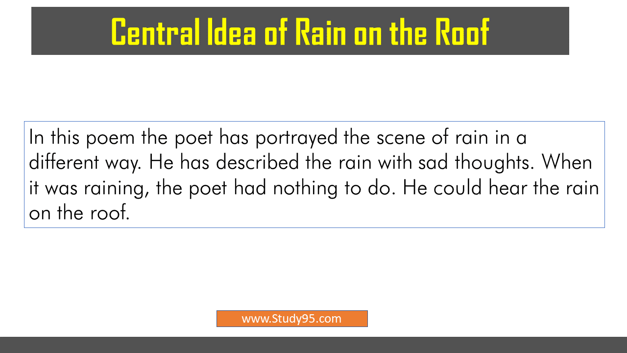 Rain on the Roof Poem Central Idea