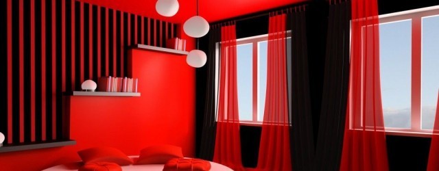 Contoh Desain Warna Cat Kamar Tidur Merah  Hitam Terlihat 