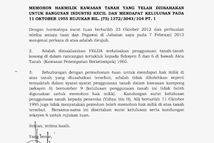Contoh Surat Permohonan Tanah Pertanian