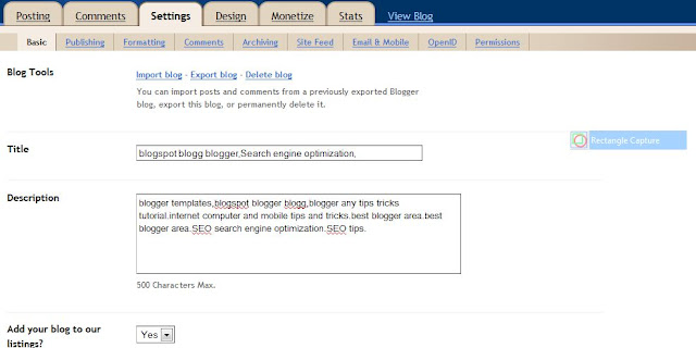 blogger settings