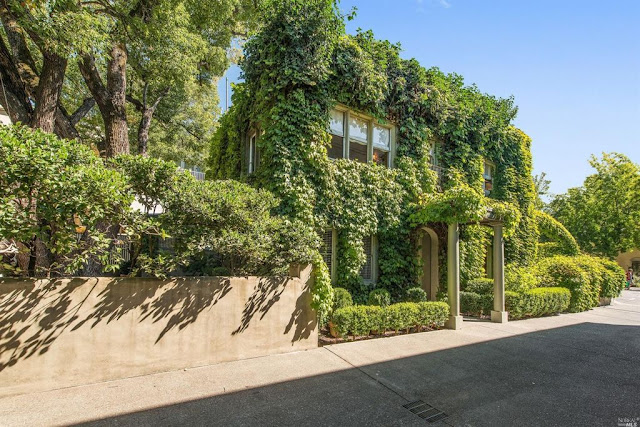 Ivy covered California home of Myra Hoefer with lush gardens and French inspired interiors