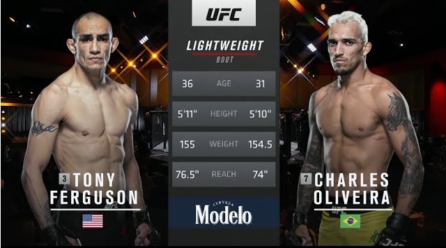  توني فيرغسون ضد تشارلز اوليفيرا المباراة كاملة  Tony Ferguson vs. Charles Oliveira full fight UFC 256 