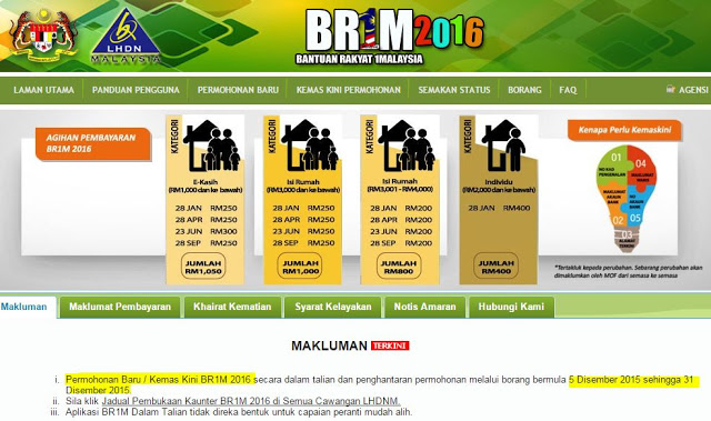 Maklumat Penerima BR1M 2016 ~ Bantuan Rakyat 1 Malaysia 