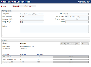 Menu Virtual Machine Configuration