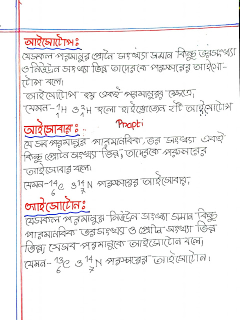 ৯ম ও ১০ম শ্রেণির রসায়নের ৩য় অধ্যায়ের হ্যান্ড নোট