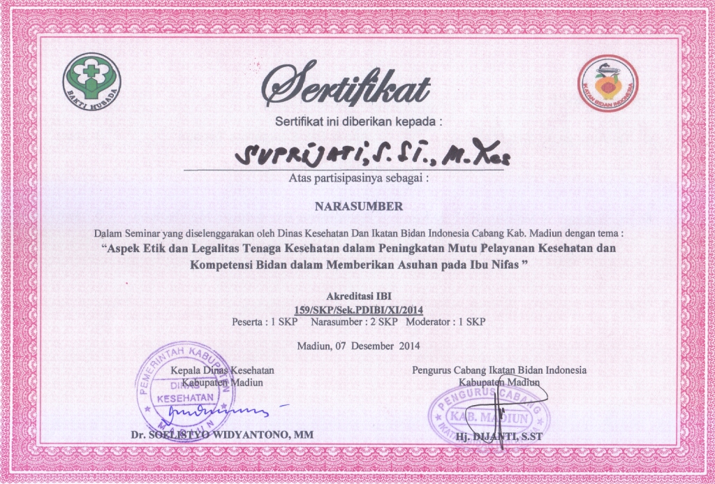 SERBA SERBI KEBIDANAN: SERTIFIKAT SEMINAR SERBA SERBI KEBIDANAN: SERTIFIKAT SEMINAR