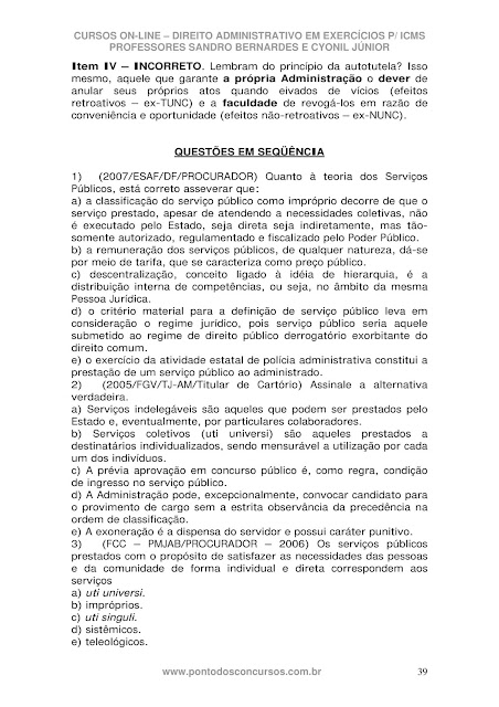 QUESTÕES COMENTADAS DIREITO ADMINISTRATIVO