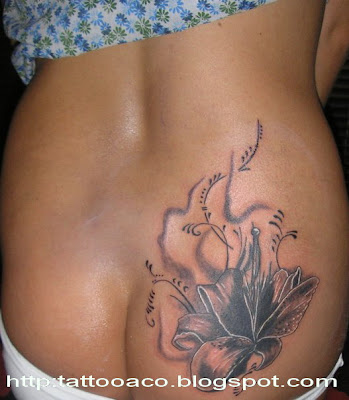 Beautiful Flower Tattoo on women Ass 