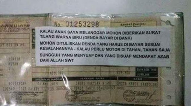 Pesan Ayah Pada Anaknya di Balik STNK Ini Buat Haru Masyarakat