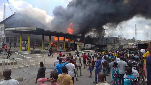 NNPC petrol station in Ogba Lagos engulfed by fire