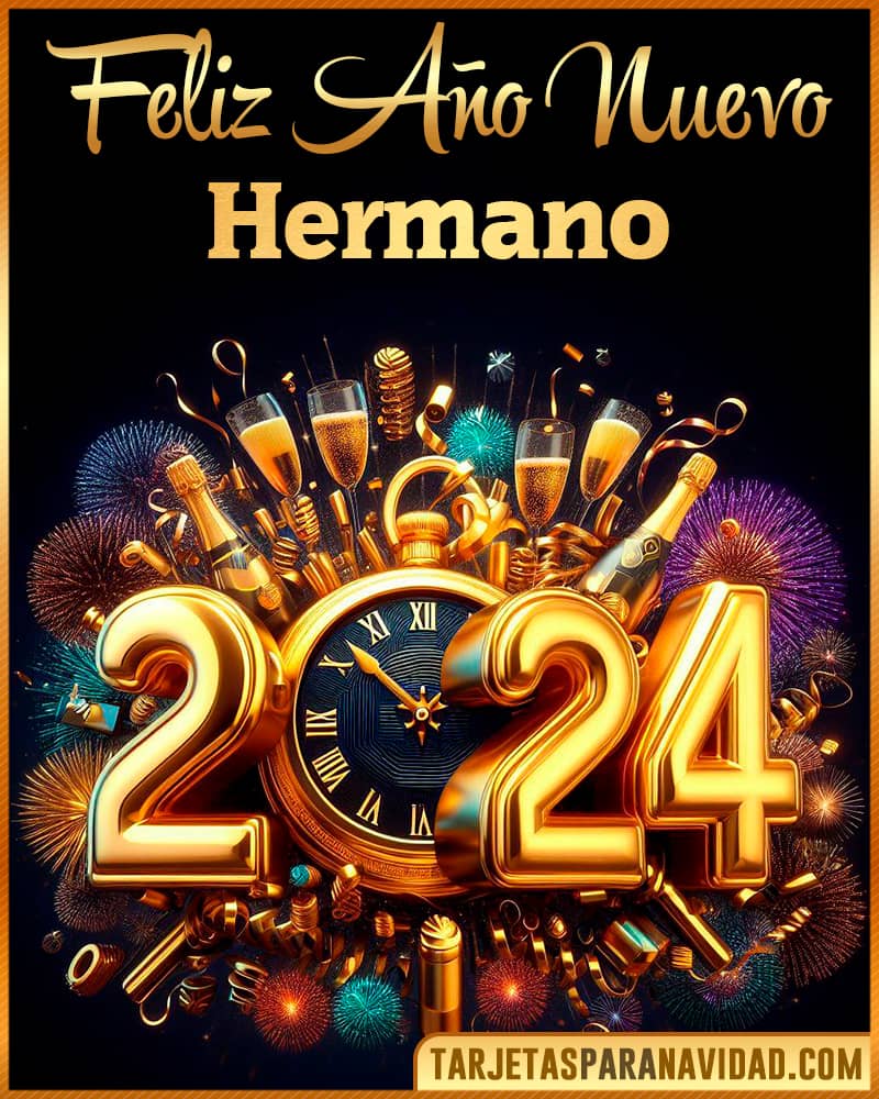 Tarjeta De Feliz Año Nuevo 2024 Para Hermaño