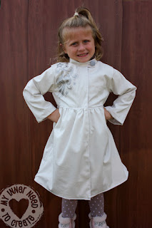 Girls White Trench Coat with Painted Design