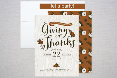 thanksgiving fall autumn party invite invitation faux+bois wood grain minted