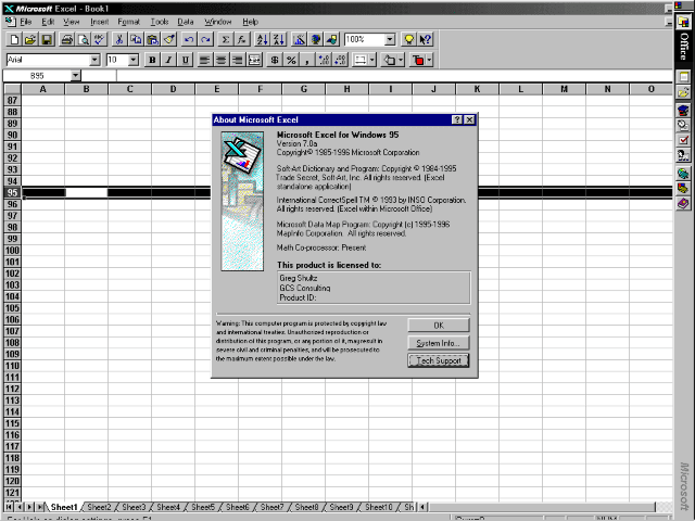 Microsoft Excel 95 (v7.0)