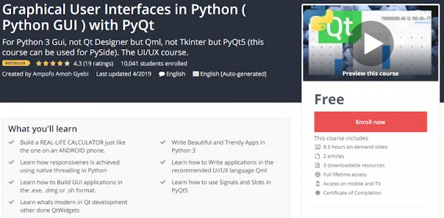 [100% Free] Graphical User Interfaces in Python ( Python GUI ) with PyQt