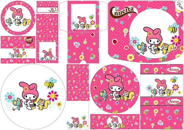 My Melody Birthday Party: Free Printable Candy Buffet Labels. 