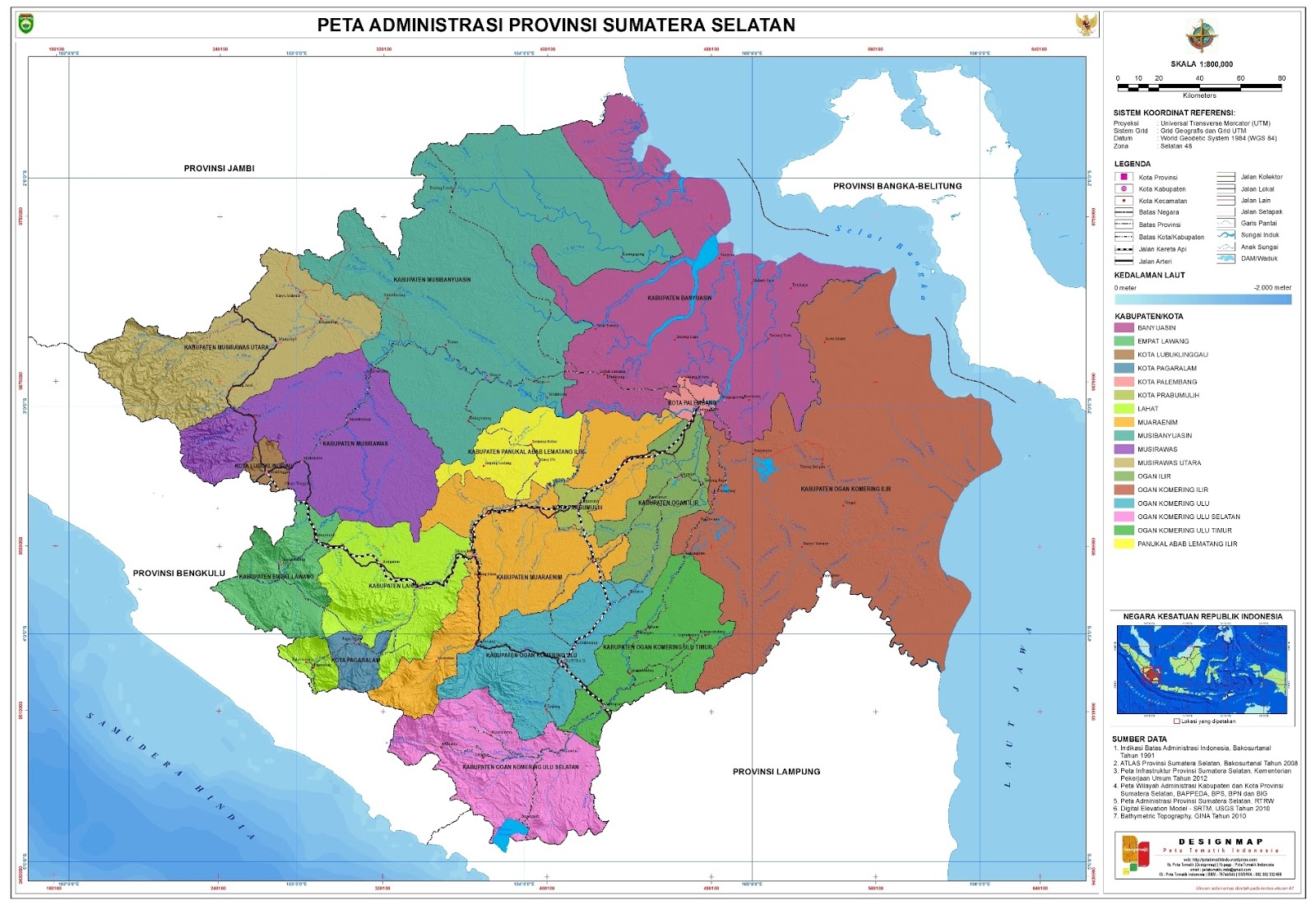  Peta Sumatera Selatan  Lengkap Beserta Keterangan dan Gambarnya