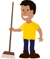 Cartoon man with a broom