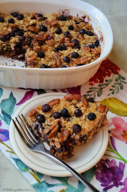 Blueberry pecan baked oatmeal.