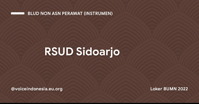 Loker BUMN 2022 Perawat (Instrumen) BLUD Non ASN RSUD Sidoarjo Tahun 2022