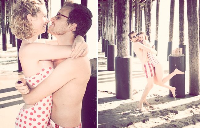 vintage beach engagement photos