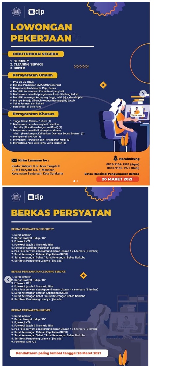 Lowongan Kerja Tenaga Honorer DJP Direktorat Jenderal Pajak Indonesia Tingkat SMA SMK Tahun 2021