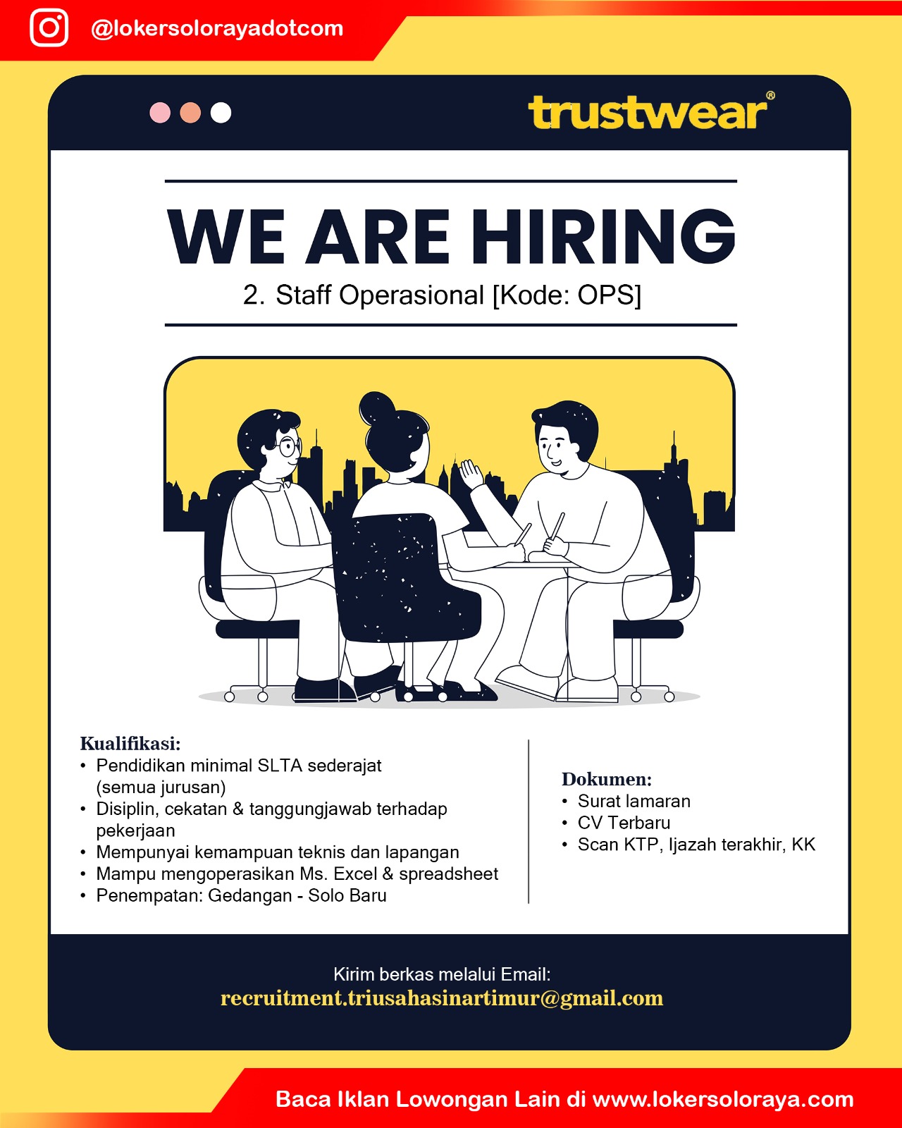 Loker QC Inspek Kain, Operasional, Streaming PT Tri Usaha Sinar Timur Sukoharjo & Karanganyar