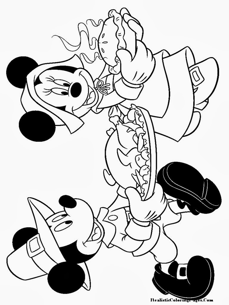 Mickey And Minnie Thanksgiving Printable Coloring Pages
